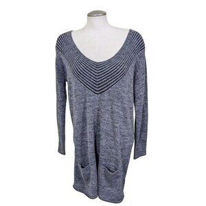 Knitwear by Jackpot Women L Gray Sweater Tunic Dress Jumper Wool Blend Pockets